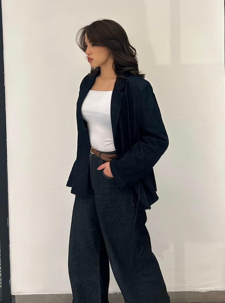 Denim Belted Blazer