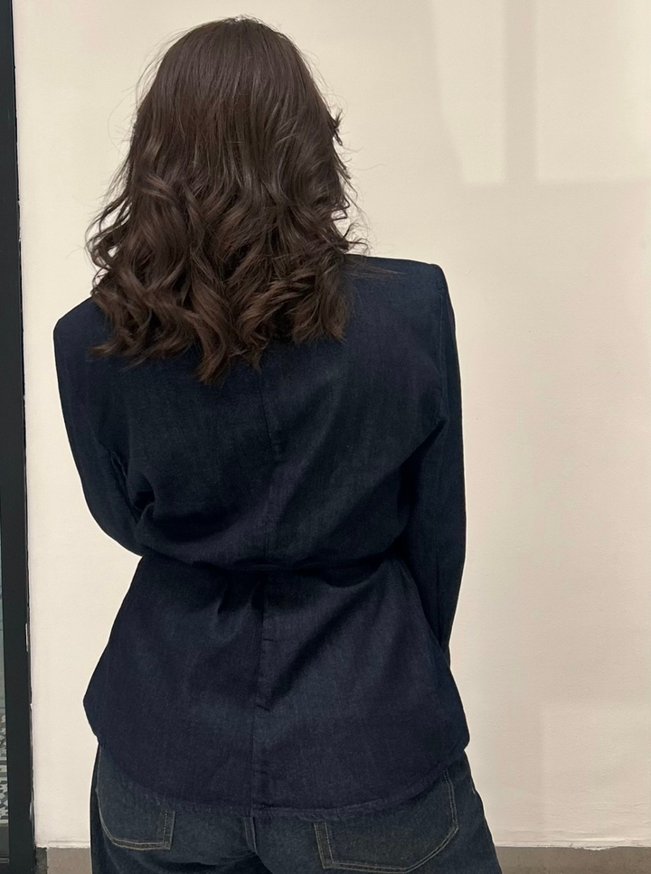 Denim Belted Blazer