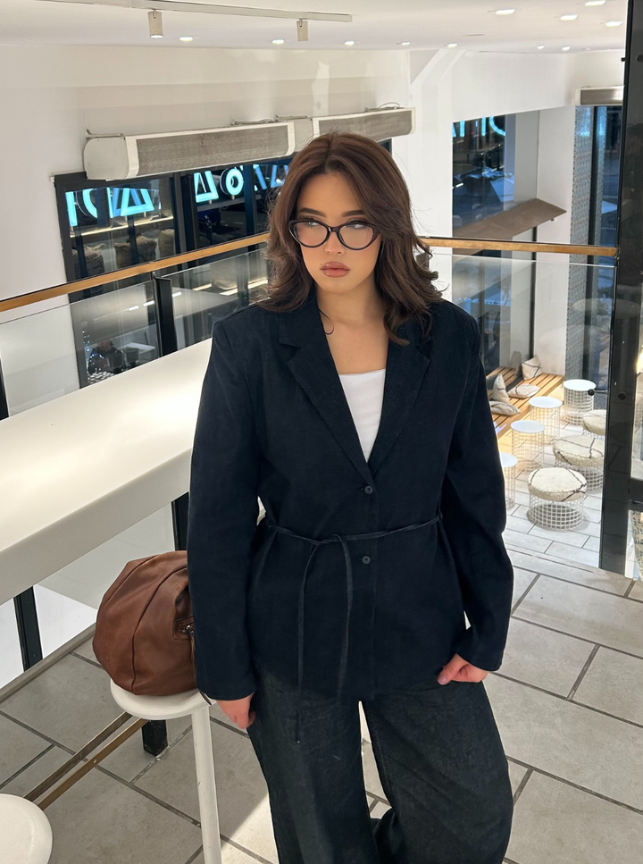 Denim Belted Blazer