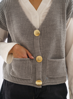 Cardigan Sans Manches Bouton Doré