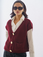 Cardigan Sans Manches Bouton Doré