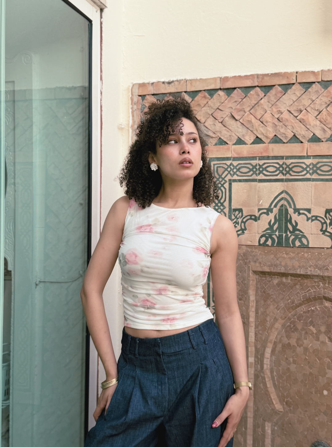 PRINTED TULLE T-SHIRT