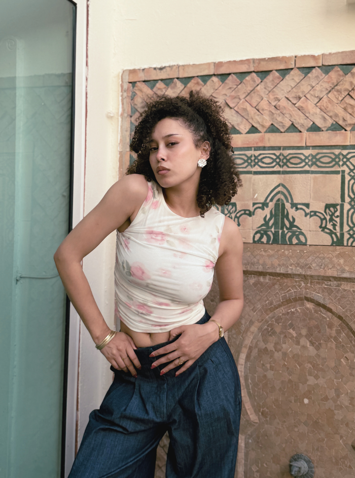 PRINTED TULLE T-SHIRT