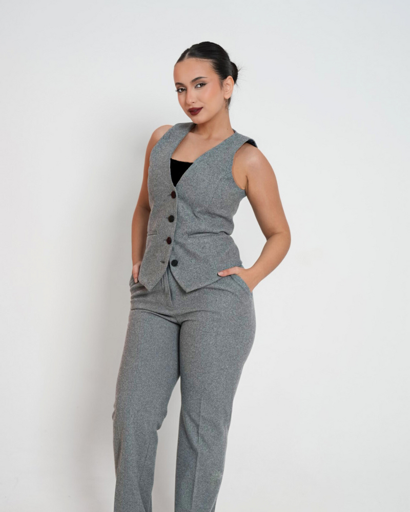 Mariya Ensemble Gilet De Costume Gris