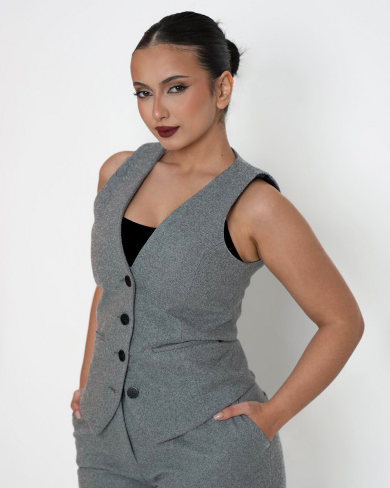 Mariya Ensemble Gilet De Costume Gris