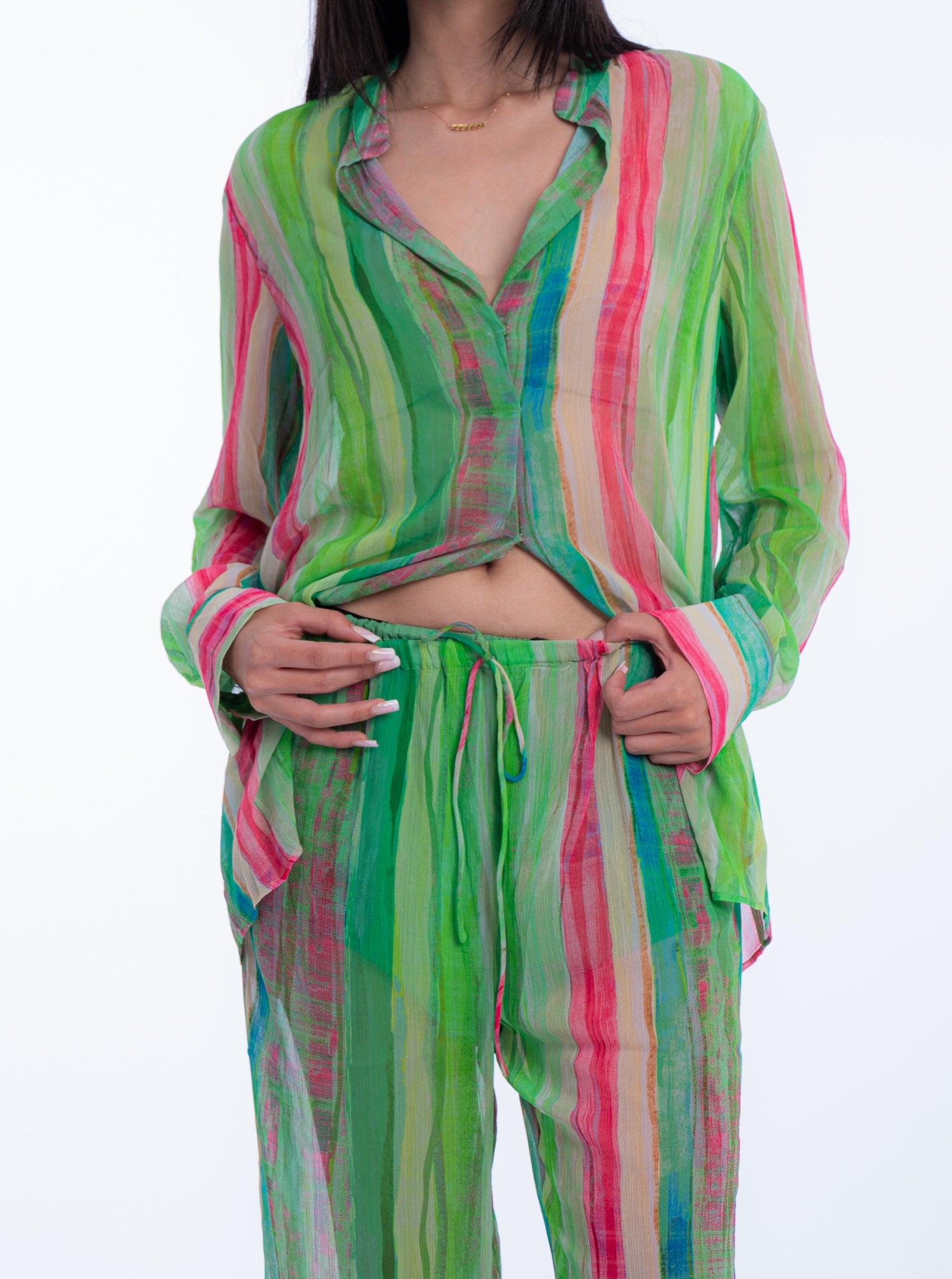 SEMI-TRANSPARENT PRINTED SUIT